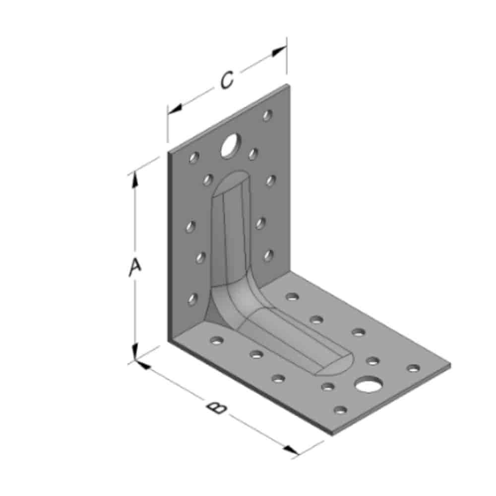 Conector angular 88 x 88 x 65 x 2 mm com nervura-0