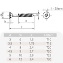 Parafusos para aglomerado 3,5 x 50 mm 500 peças com estrela interna, cabeça escareada, rosca parcial e nervuras fresadas sob a cabeça-0