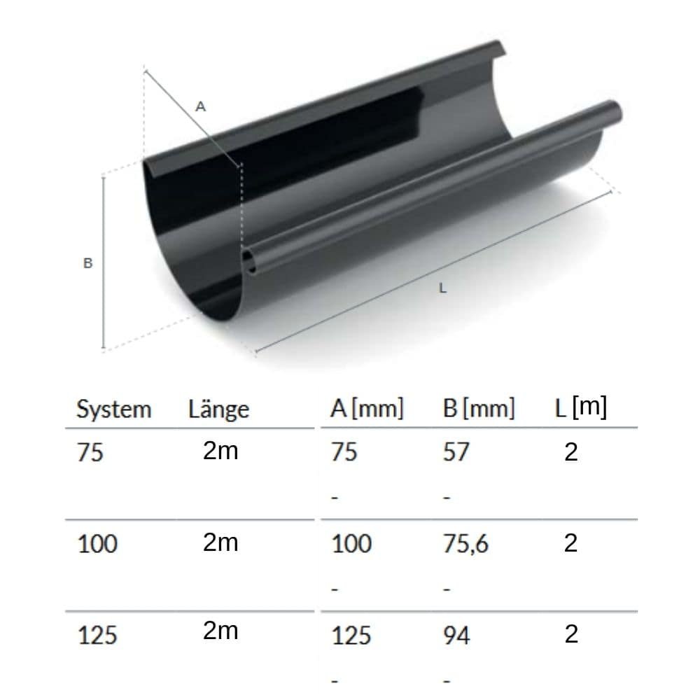 Calha 2m grafite Sistema 100-0