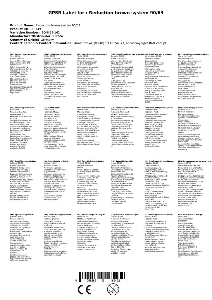 Redução marrom Sistema 90/63-1