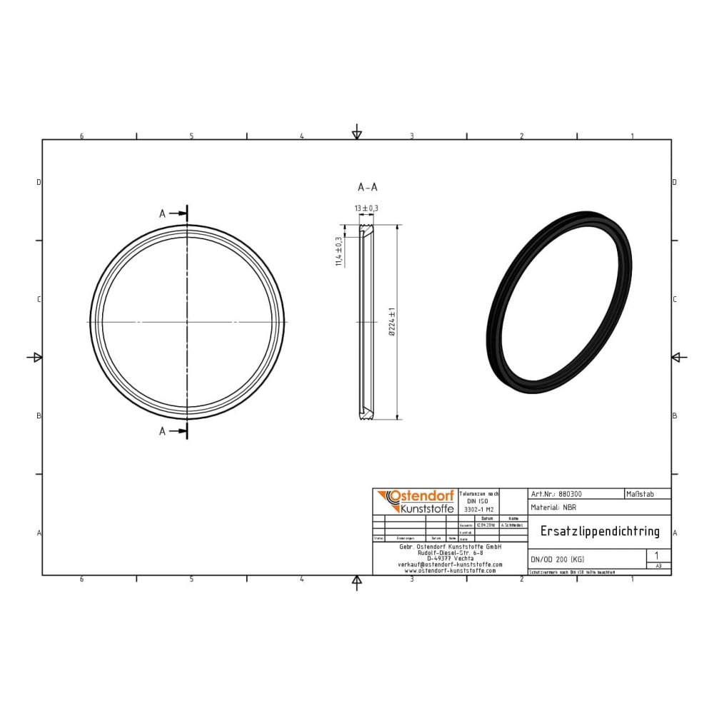 KG NBR Vedação - resistente a óleo DN/OD 200 (KG PVC)-2