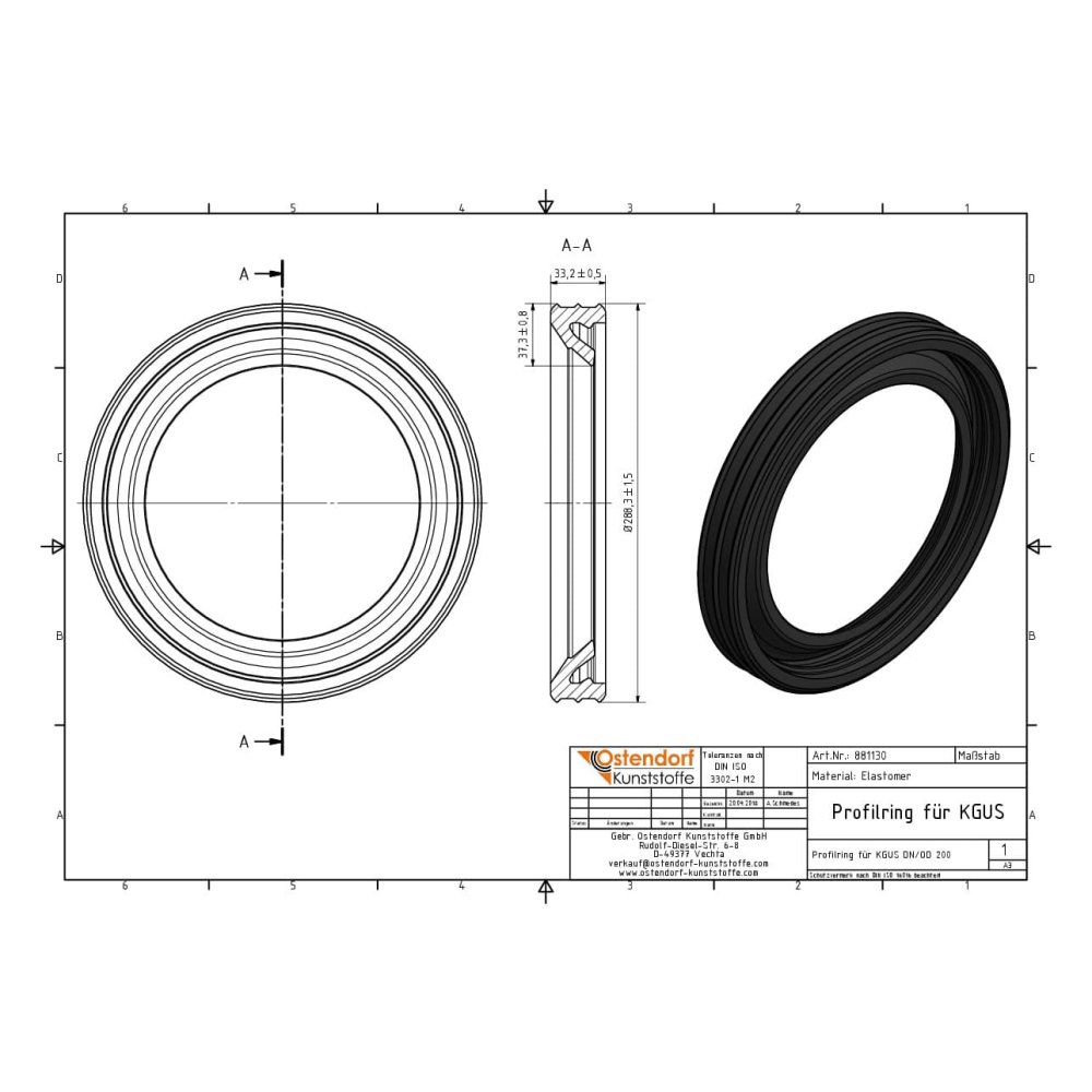 Anel de perfil para KGUS DN/OD 200-3