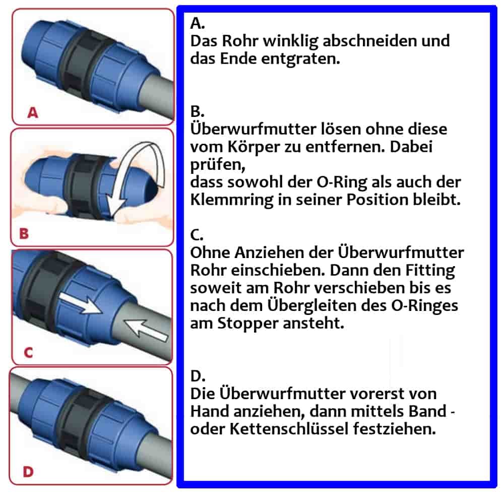 PP PE Rohr Verschraubung Kupplung reduziert 25 x 20-2