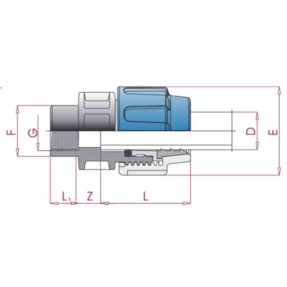 PP PE Conexão de Tubo Acoplamento IG 20 x 1/2"-4