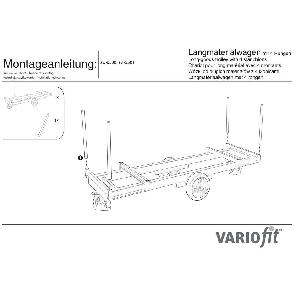 Carro de material longo com 4 estacas (EV)-0