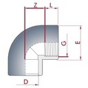 PVC-U 90° Cotovelo Manga x IG 20 mm x 1/2" PN10-0