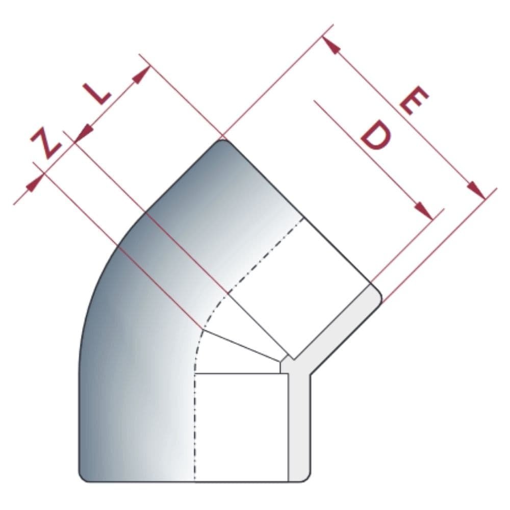 PVC-U 45° Cotovelo Manga 20 mm PN16-0