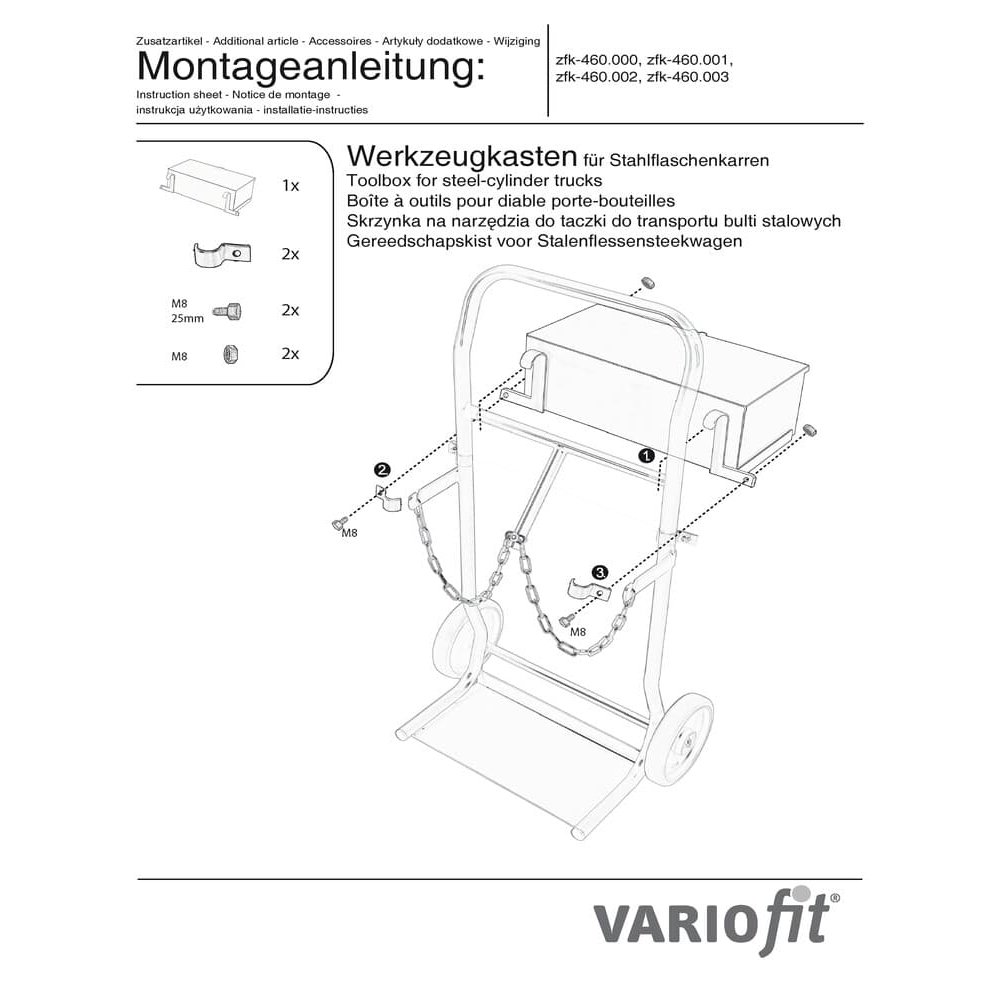 Caixa de ferramentas para carrinhos de garrafas de aço fk-1300 / 1301-2