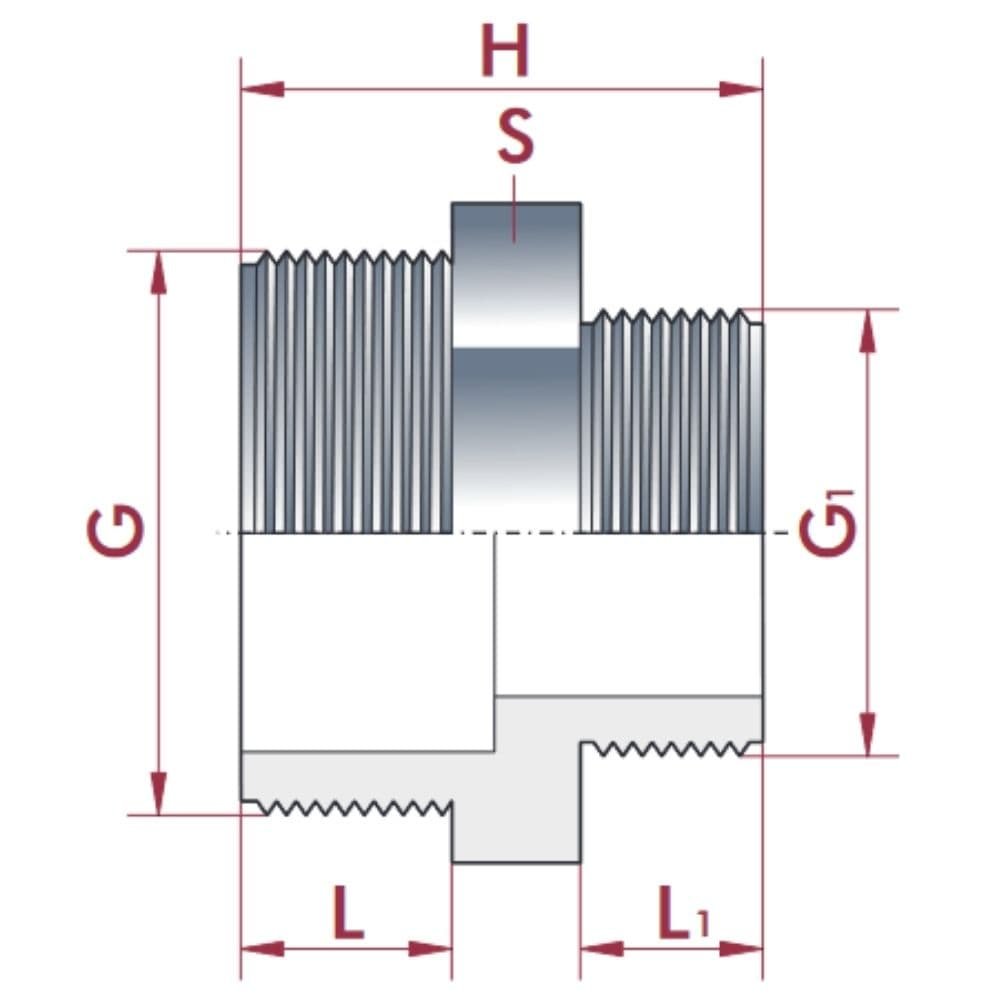 PVC - U Niple Duplo Reduzido AG 2 1/2" x 1 1/2"-0