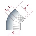 PVC-U 45° Cotovelo IG 1 1/2" PN10-0