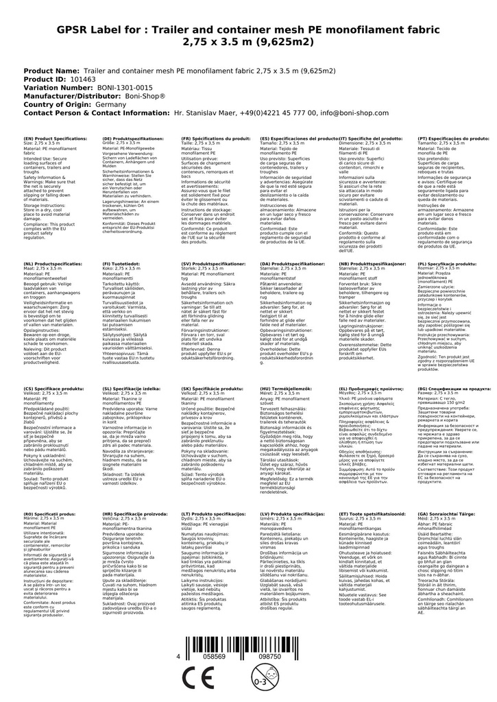 Rede de Reboque e Contêiner PE-Monofilamento 2, 75 x 3, 5 m (9, 625m²)-2