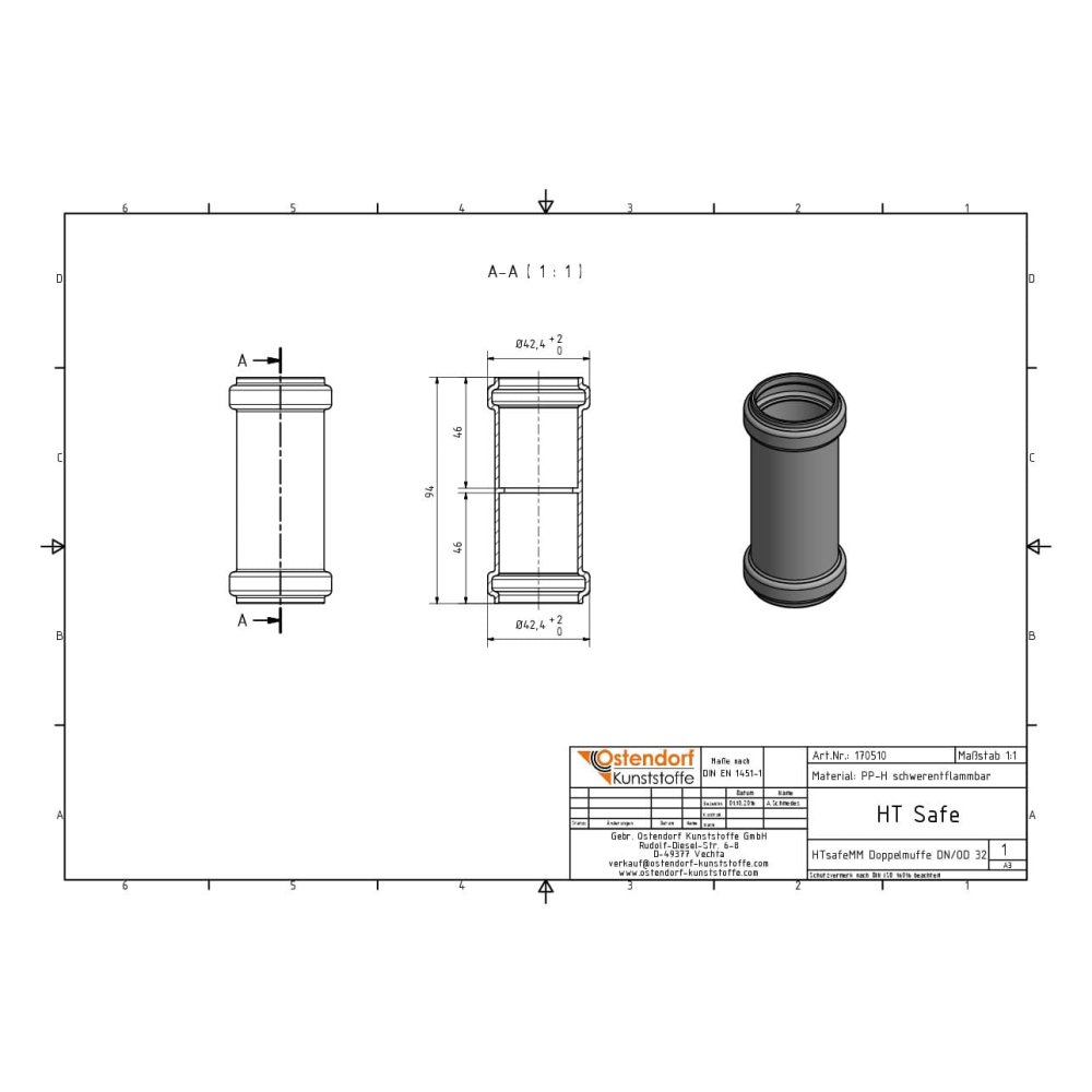 HTsafeMM Conector Duplo DN/OD 32-1