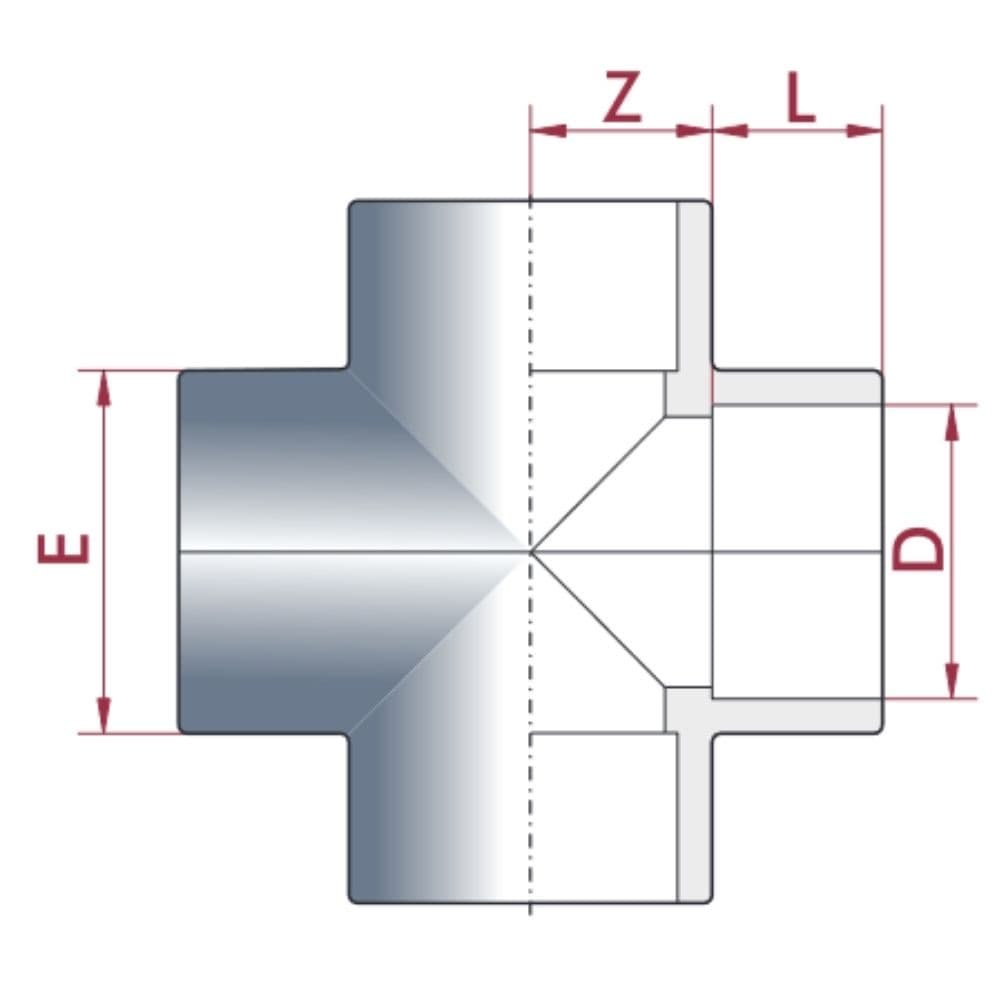 PVC - U Cruz Conector 40 mm PN16-0