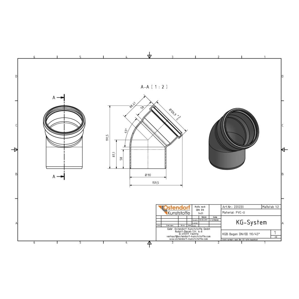 KGB Curva DN/OD 110 45 Graus-1