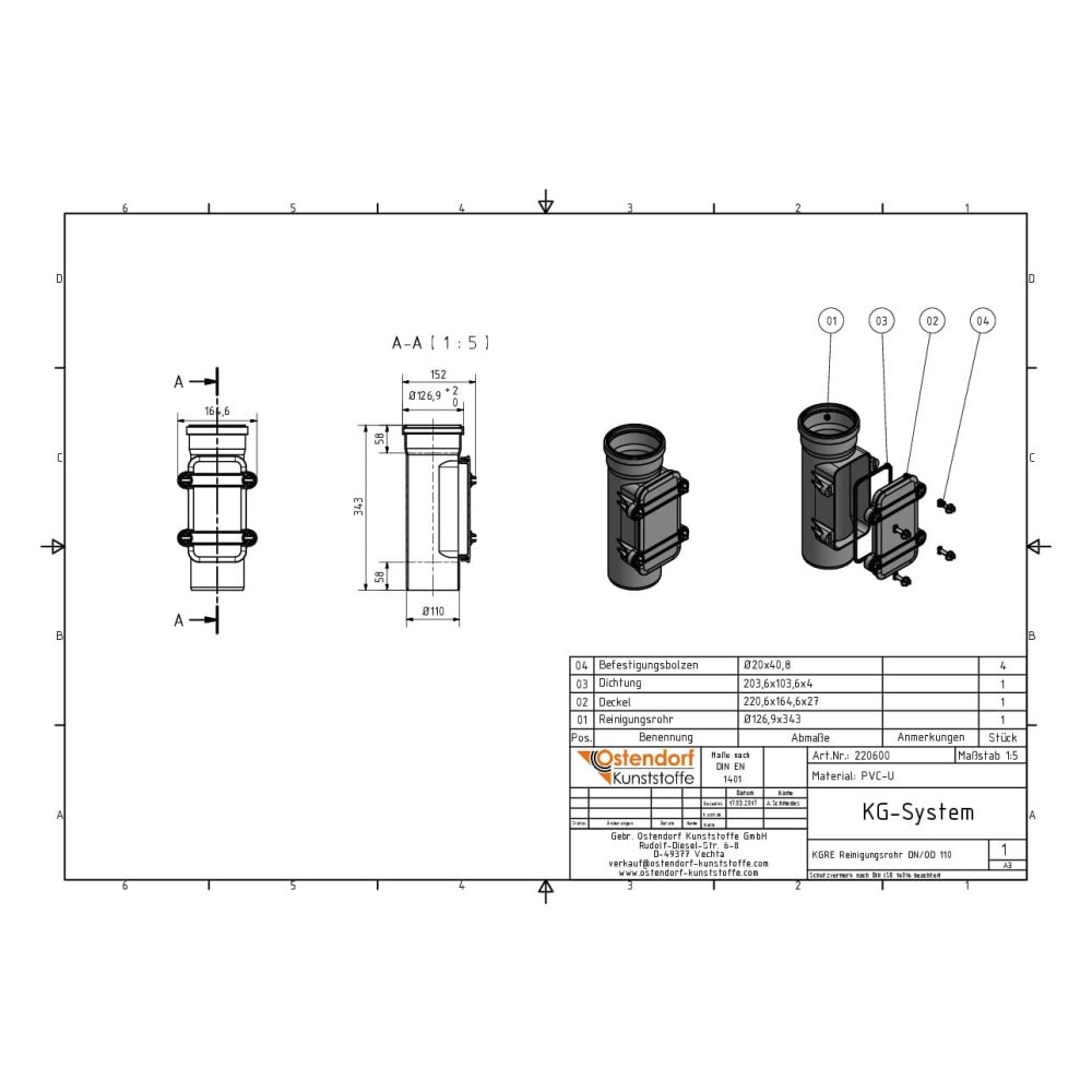 KGRE Tubo de Limpeza DN/OD 110-1