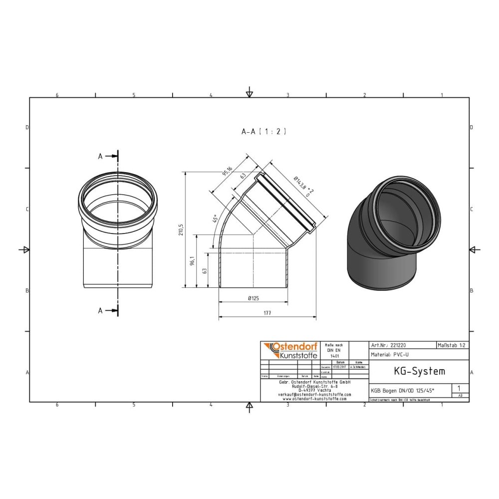 KGB Bogen DN/OD 125 45 Graus-1