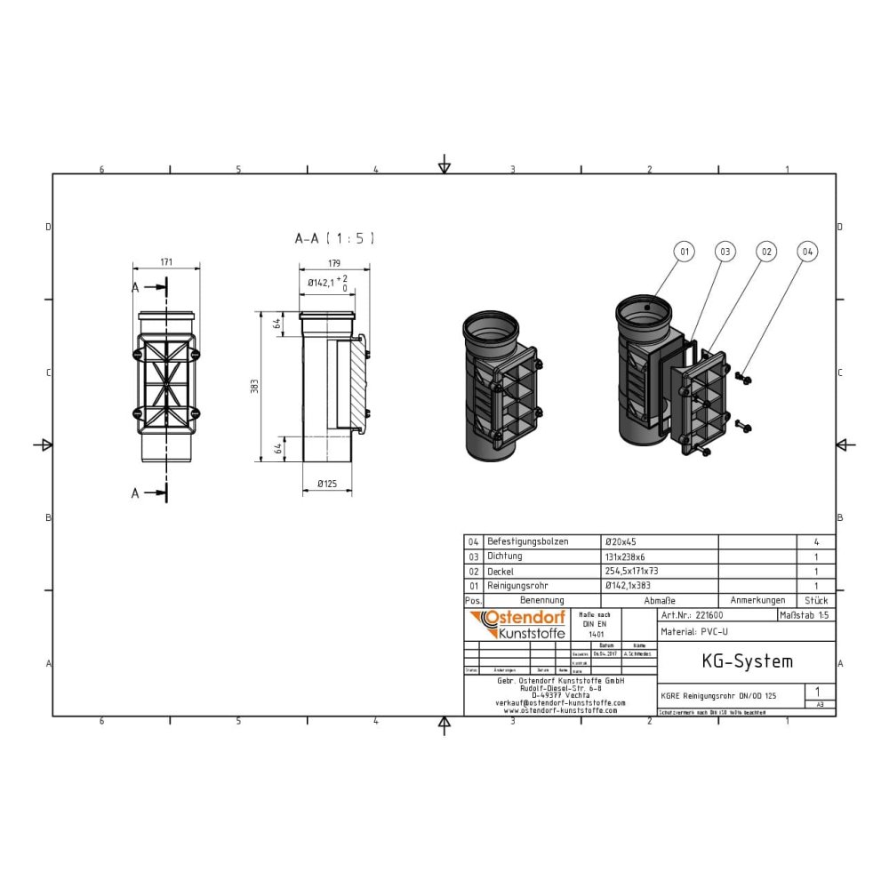 KGRE Tubo de Limpeza DN/OD 125-1