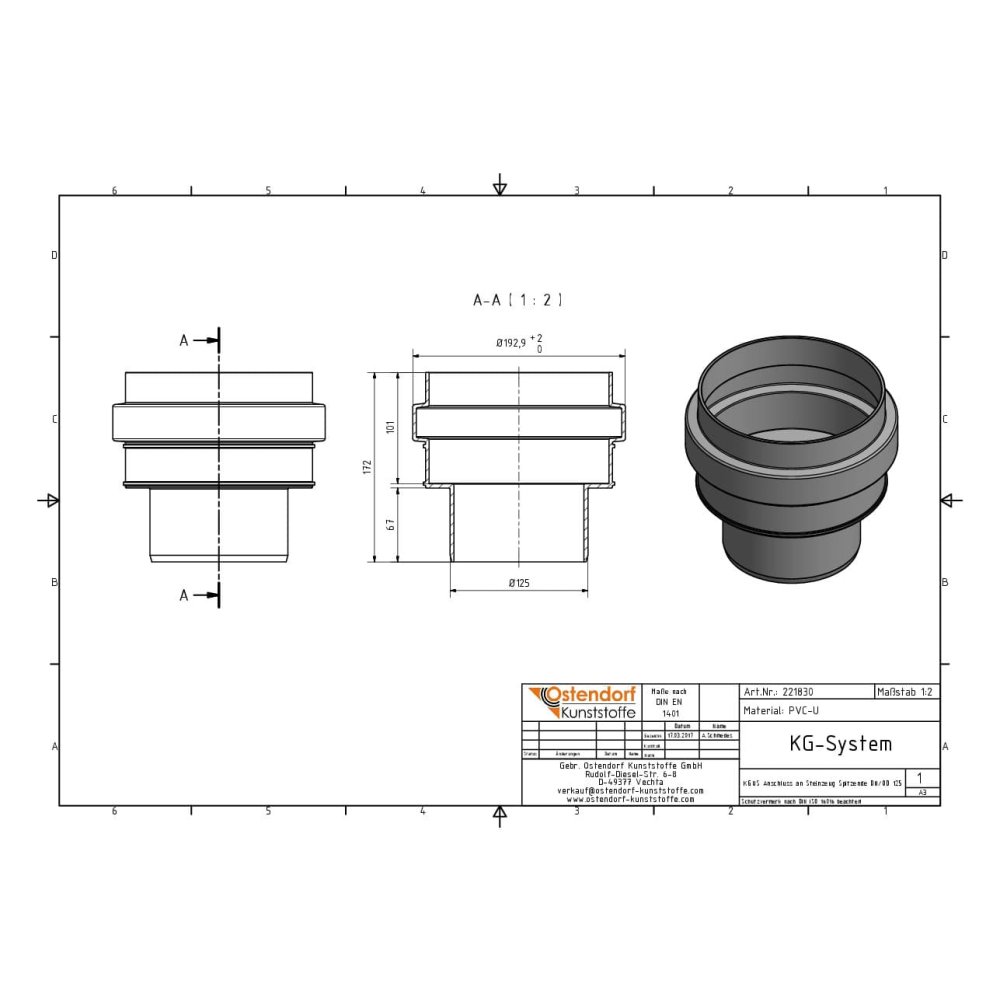 Conexão KGUS para ponta de cerâmica DN/OD 125-1