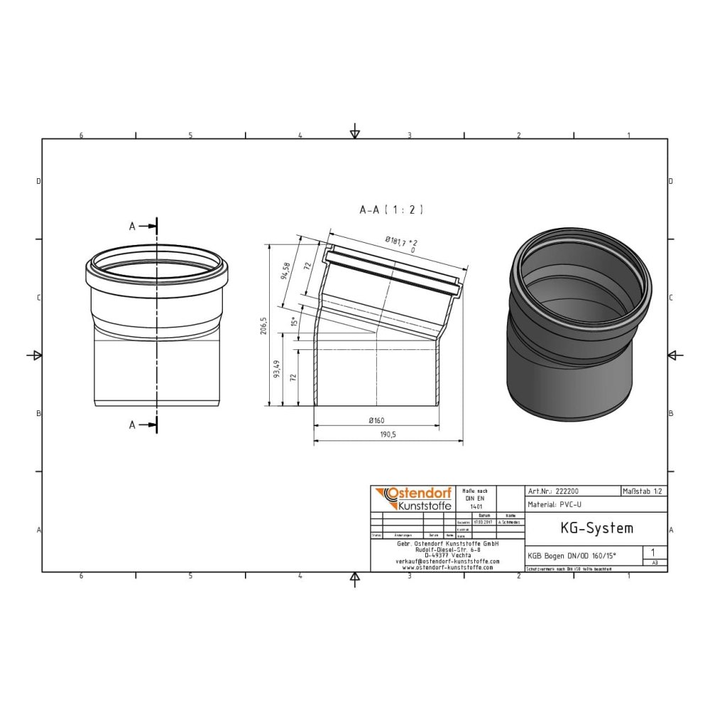 KGB Curva DN/OD 160 15 Graus-1