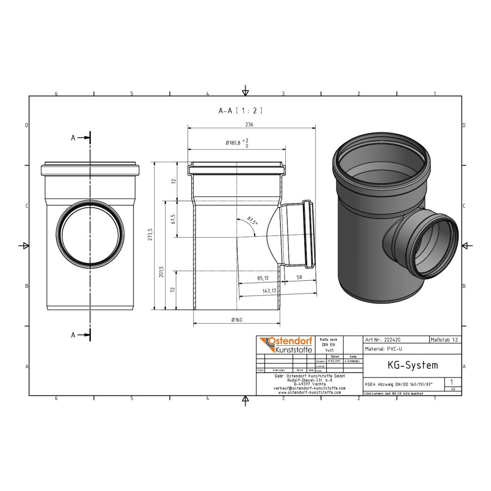 KGEA Ramificação DN/OD 160/110 87 Graus-4