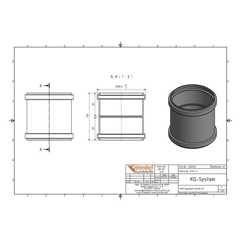 KGMM Doppelmuffe com nervura DN/OD 160-1