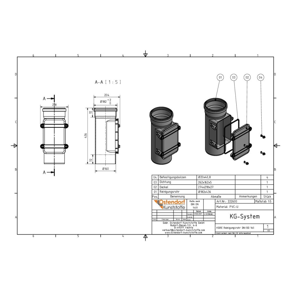 KGRE Tubo de Limpeza DN/OD 160-1