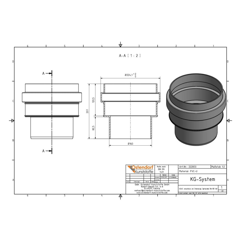 KGUS Conexão para ponta de cerâmica DN/OD 160-1