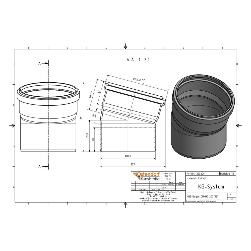 KGB Bogen DN/OD 200 15 Graus-1