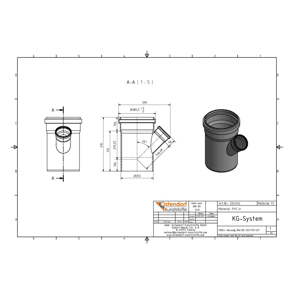 KGEA Abzweig DN/OD 250/110 45 Graus-0