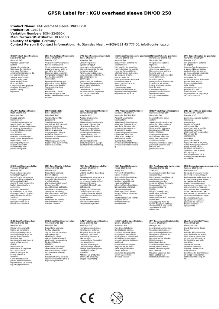 KGU Manga de Deslizamento DN/OD 250-3