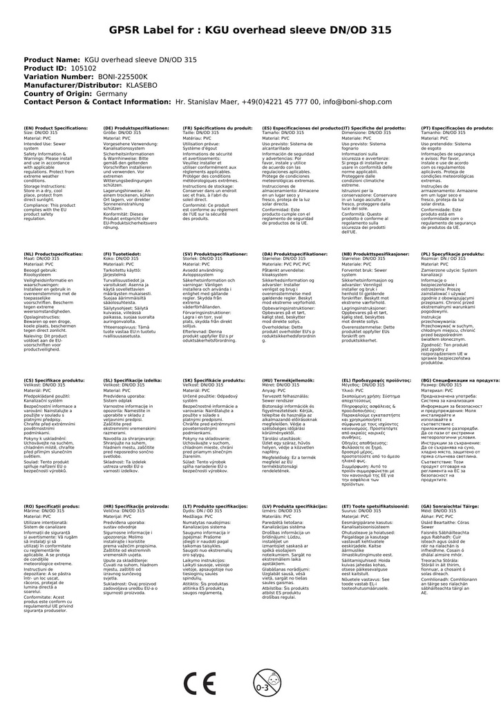 KGU Manga de Deslizamento DN/OD 315-3