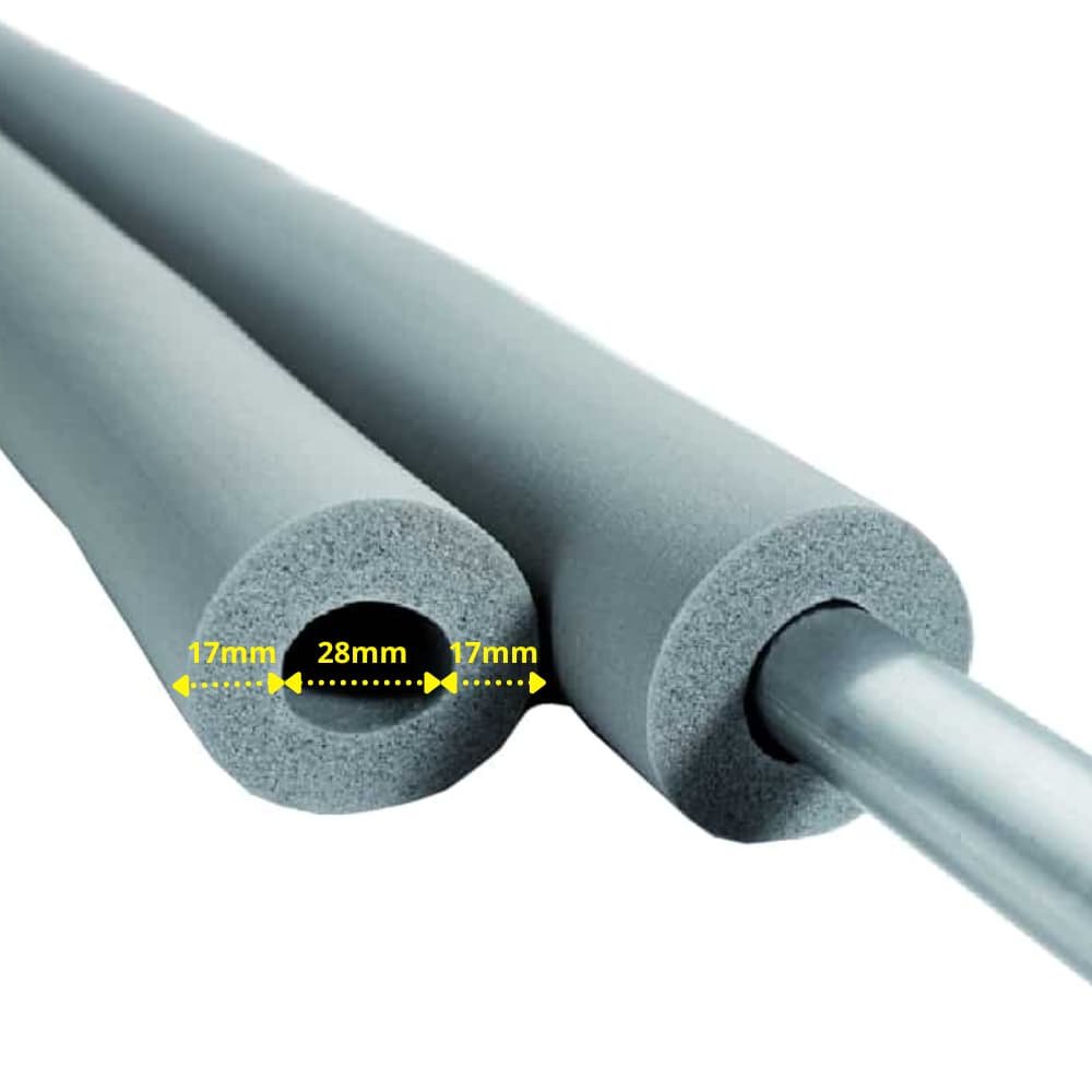 INSUL-TUBE® H PLUS Borracha 2m Isolamento de Tubos Ø 28 mm x 15 mm Isolamento 50% GEG-0