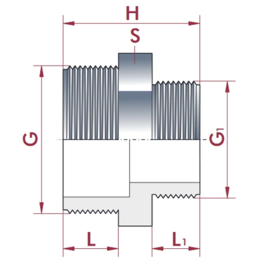 PVC - U Doppelnippel reduzido AG 1 1/4" x 1"-0