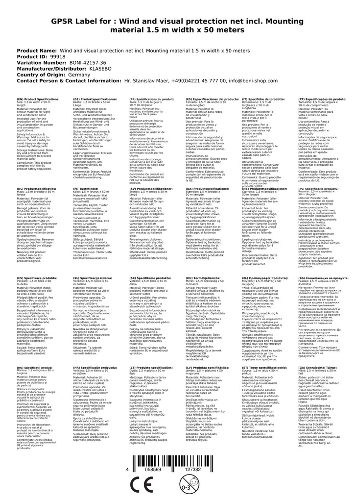 Rede de proteção contra vento e privacidade incl. material de fixação 1,5 m de largura x 50 metros abraçadeiras-1