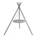 Churrasqueira Giratória "TIPI" 210 cm + Grelha 50 cm em Aço Natural