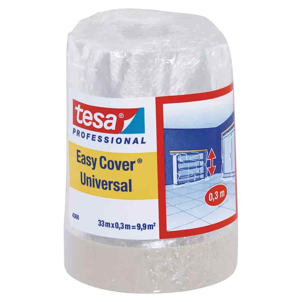 tesa Easy Cover 4368 Premium Malerkrepp com Filme de Proteção 300 mm x 33 m (bege claro-mate)