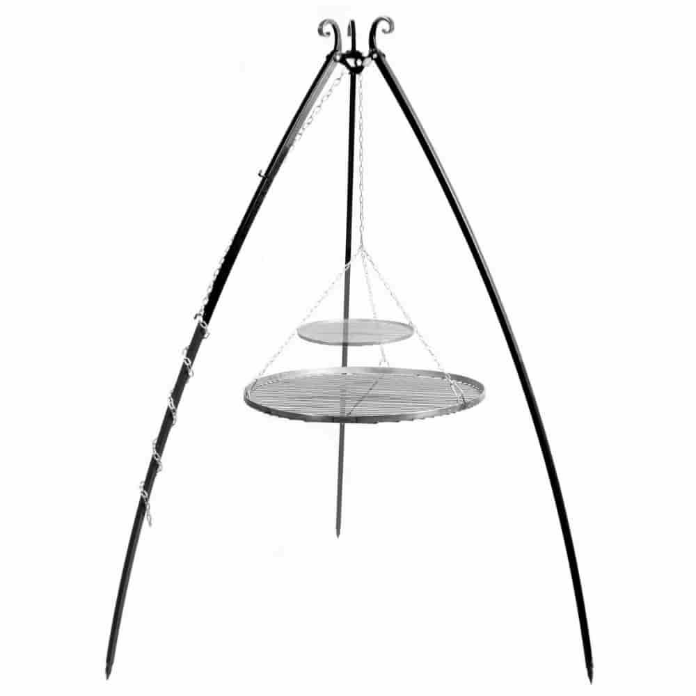 Churrasqueira Giratória 200 cm + Grelha Dupla de Aço Inoxidável 80 cm e 40 cm