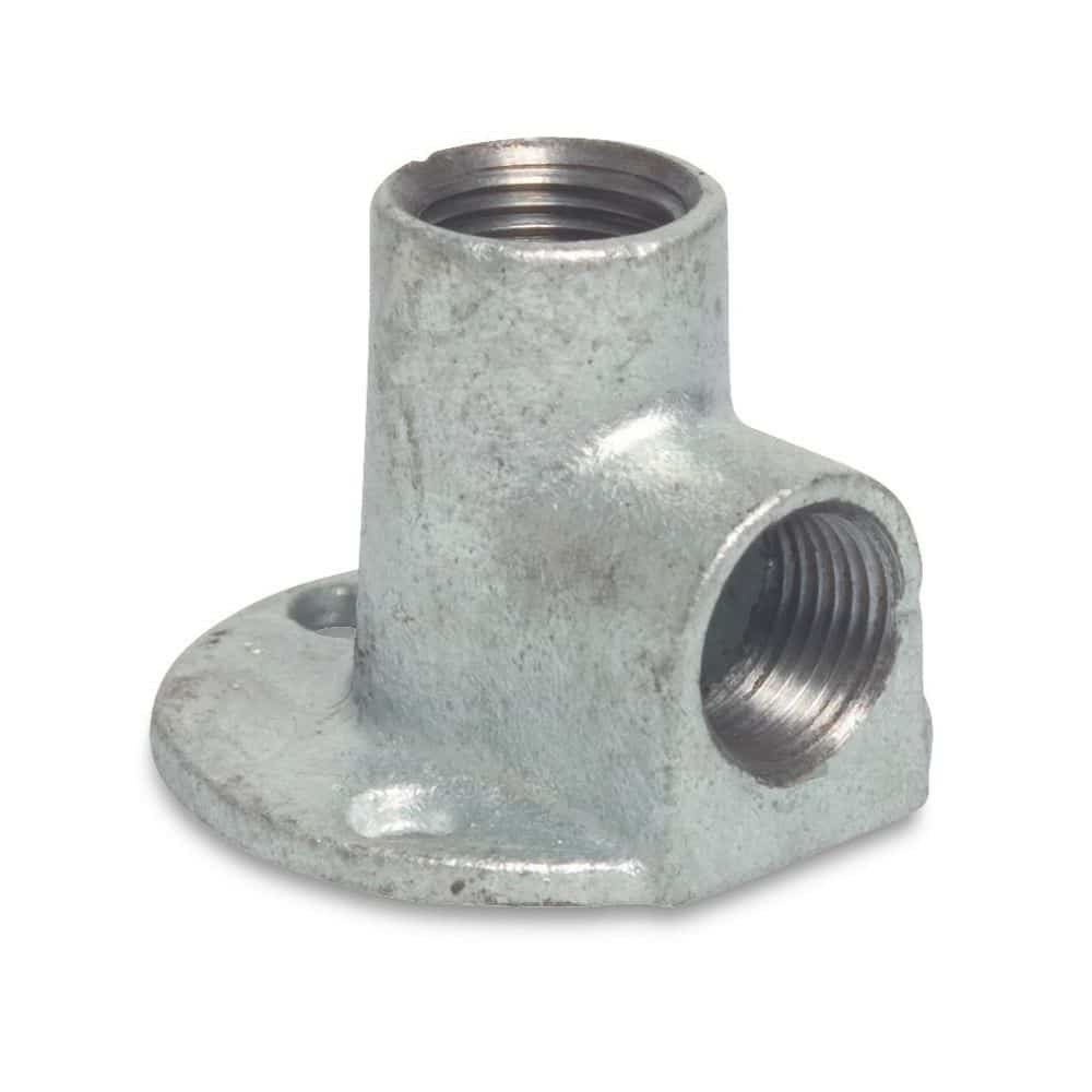 Adaptador de Rosca Flange de Ferro Maleável 90° 1/2" IG x 1/2" IG