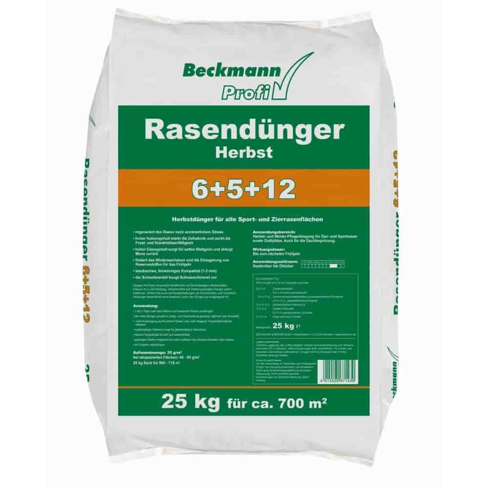 25 kg Fertilizante para Gramado de Outono Beckmann NPK-6+5+12 para aproximadamente 700m²