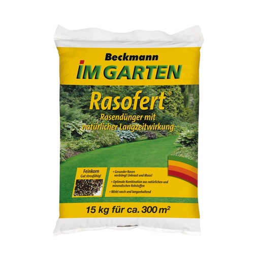 [BONI-10122] 15 kg Adubo para Relva Beckmann Rasofert®, orgânico-mineral para aprox. 300 m²