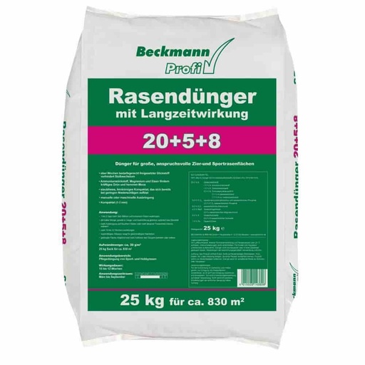 [BONI-boni1023] 25 kg Fertilizante para Gramado com Efeito de Longa Duração 20+5+8 Beckmann para aprox. 830m²