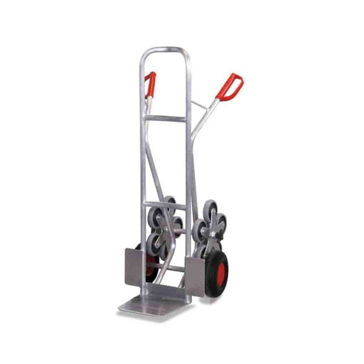 [BONI-ap-1301] Carrinho de Alumínio para Escadas 200 kg com 2 Rodas Pneumáticas de Cinco Braços 610 x 705 x 1310 mm