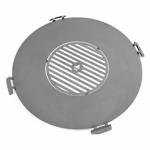 [BONI-C222414] Placa de grelha em aço inoxidável para bacia de fogo 102 cm com quatro alças + grelha 50 cm