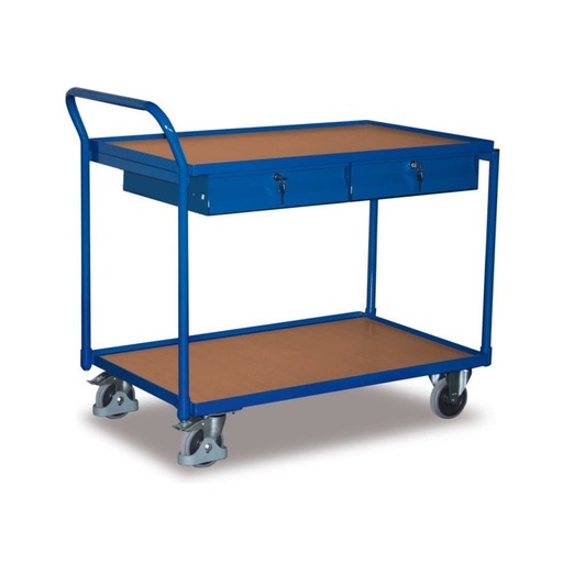 [BONI-sw-600.503] Carrinho de mesa 250 kg com 2 gavetas trancáveis, alça alta + EasySTOP