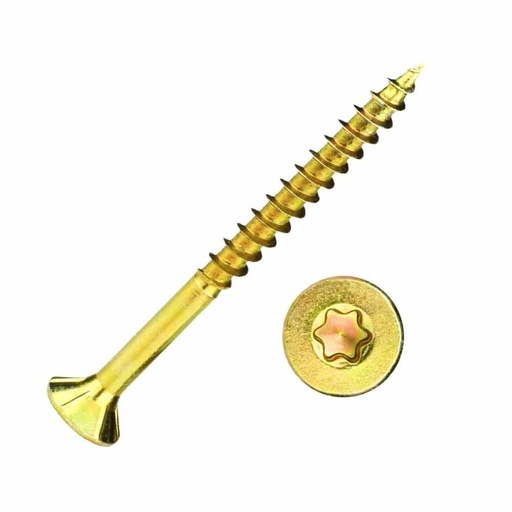 [BONI-42600-042] Parafusos para aglomerado 6,0 x 45 mm 500 peças com estrela interna, cabeça escareada, rosca parcial e nervuras de fresagem sob a cabeça