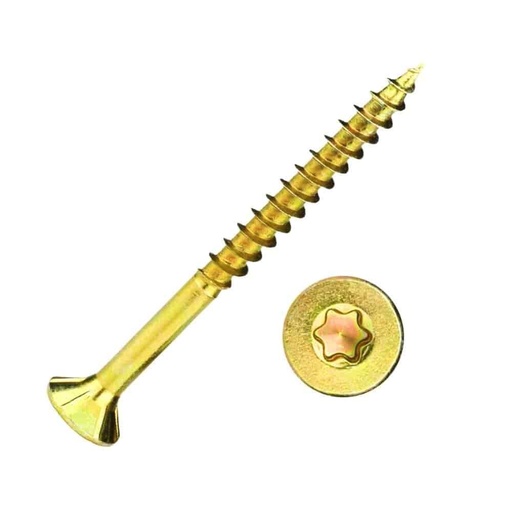 [BONI-42600-042K] Parafusos para aglomerado 6,0 x 45 mm 500 peças com estrela interna, cabeça escareada, rosca parcial e nervuras fresadas sob a cabeça