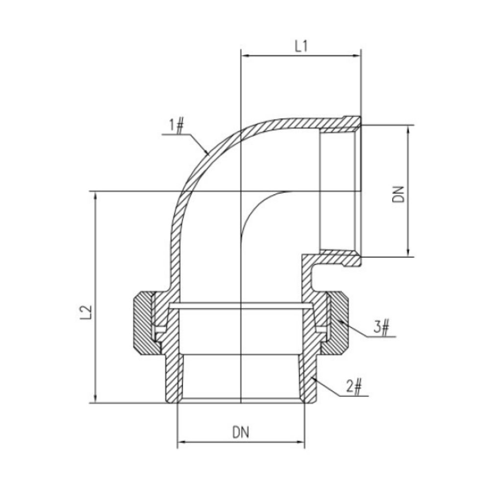 Conexão de Rosca de Aço Inoxidável Cotovelo 90° 1/2" IG Tipo Cônico-1