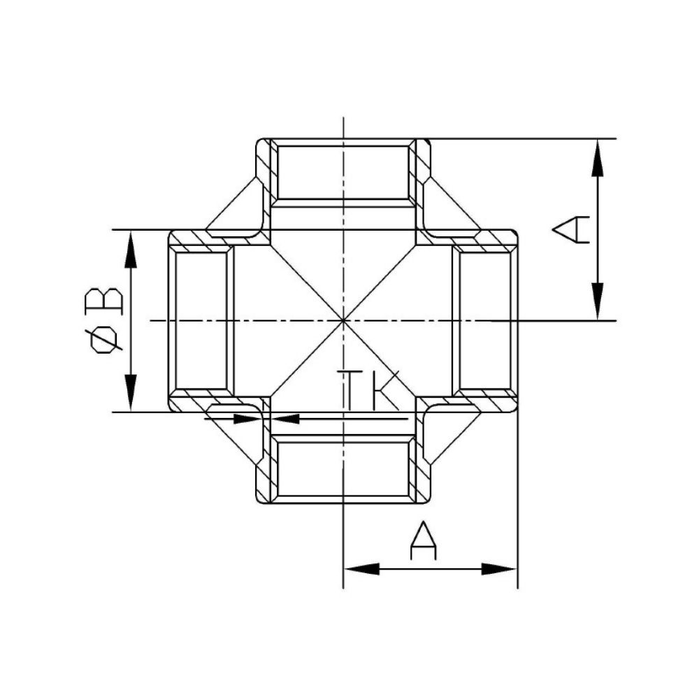 Conexão de Rosca Aço Inoxidável Cruzeta 90° 1 1/2" IG-1