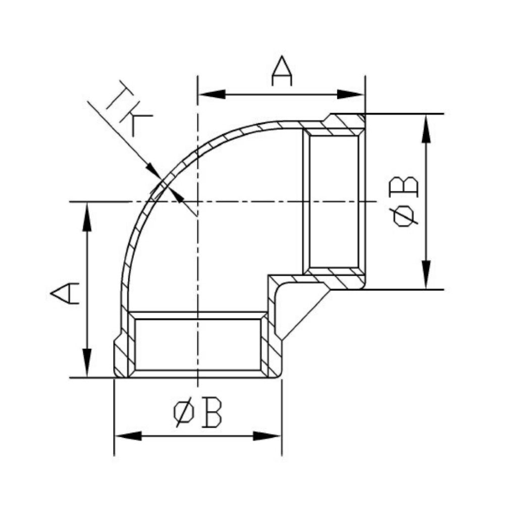 Conexão Rosqueada Aço Inoxidável Cotovelo 90° 1 1/2" IG-1