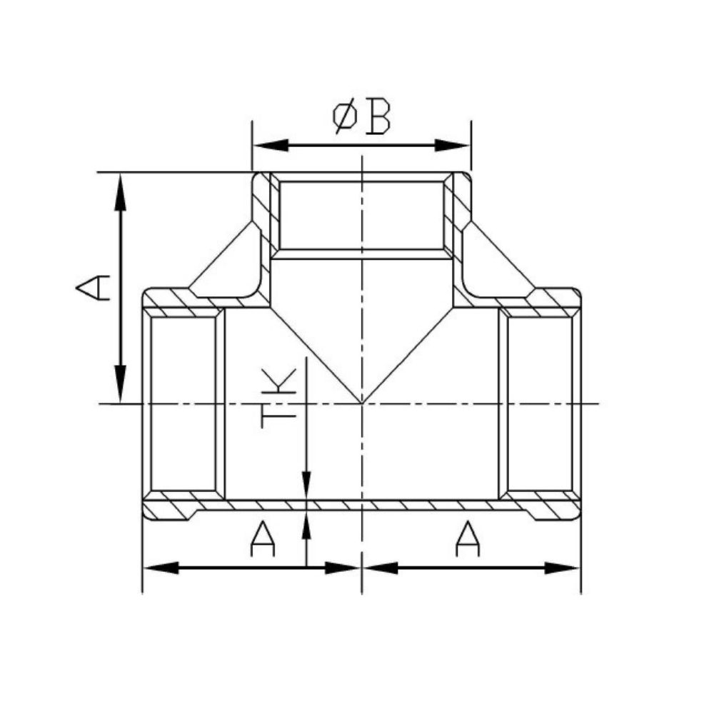 Conexão Rosqueada de Aço Inoxidável T-Peça 90° 1 1/2" IG-1